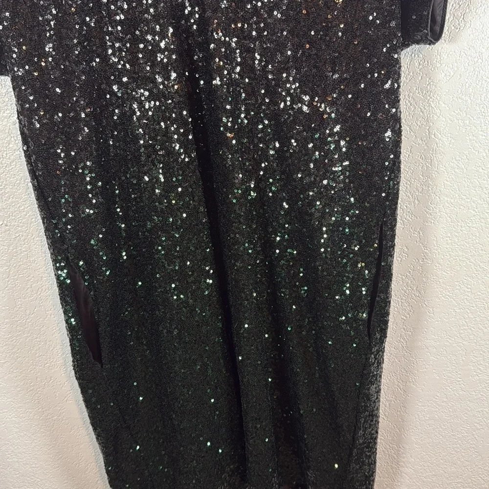 Johnny Was Ratana Ombre Black to Green Sequin Mini Dress with Pockets Size Med - Picture 4 of 10